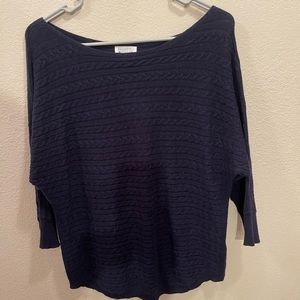 Market and spruce navy blue boatneck sweater.
